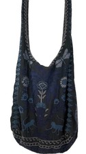 Handmade Denim Tote Bag with Embroidered Hummingbird & Floral Design, Floral Lining, 12 x 13 in, listing 6