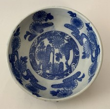 Japanese Blue and White Porcelain Chrysanthemum Scroll Charger with Sometsuke Floral Pattern — listing 3
