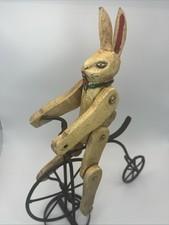 Resin Figurine of Anthropomorphic Rabbits Riding an Antique Bicycle with Flower Basket — listing 3