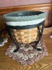 Longaberger Wrought Iron Woodcrafts Side Table with Wood Top and Two Metal Shelves — listing 5