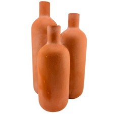 Large Matte Ceramic Bottle Vase, Cream with Rust Brushed Finish — listing 5