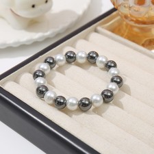 Hematite and Gold-Tone Beaded Stretch Bracelet Stack (Set of 3) — listing 3