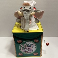 Vintage Tin Litho Elephant Chef Musical Jack-in-the-Box — listing 3