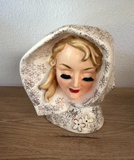Vintage 1950s-60s Wales Lady Head Vase with Blue Flowers and Pink Bodice, Made in Japan — listing 2