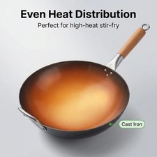 Hand-Hammered Carbon Steel Round-Bottom Wok with Riveted Side Handles — listing 3