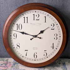 Sterling & Noble Round Brushed Metal Wall Clock with Cream Crackle-Finish Dial
