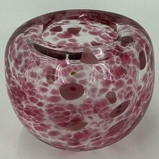 Small Hand-Blown Black & White Spatter Glass Rose Bowl Vase, 4.75" — listing 6