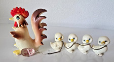 Vintage Ceramic Rooster Figurine, Black White and Red Hand-Painted — listing 4