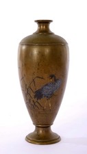 Japanese Mixed-Metal Mokume Vase with Mount Fuji and Pagoda Landscape — listing 3
