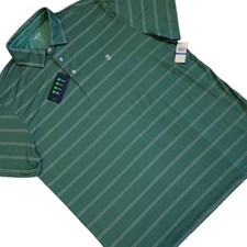 IZOD Yellow Navy Striped Cotton Pique Polo Shirt with Chest Pocket and Crest Logo, Men's XL — listing 3