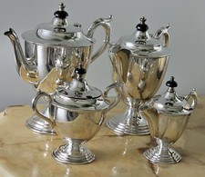 Vintage Paramount Plate Silverplate Tea Service - Teapot, Coffee Pot, Sugar & Creamer with Bakelite Finials — listing 3