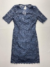 Dressbarn Collection Black Tiered Lace Dress with Nude Underlay, Size 14 — listing 3