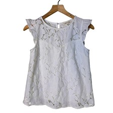 Monteau Los Angeles Floral Lace Flutter Sleeve Top — listing 2