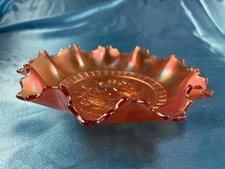 Vintage Marigold Carnival Glass Water Pitcher with Tree Bark / Ribbed Texture, listing 2