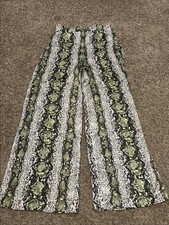 Snakeskin Print Wide-Leg Palazzo Pants with Tie Waist — listing 2