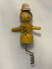 Vintage Japan Wooden Figural Chef Corkscrew & Bottle Opener, 5.5 inch — listing 2