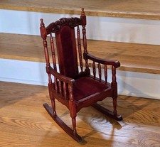 Antique Child's Ladder-Back Rocking Chair with Original Red Paint and Woven Split Seat — listing 4