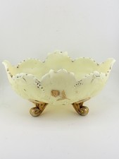 Northwood Inverted Fan & Feather Custard Glass Footed Master Berry Bowl — listing 2