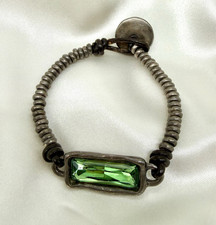 Uno de 50 Silver-Tone Wrap Cuff Bracelet with Green Faceted Crystal, listing 5