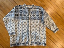 Dale of Norway XL Wool Cardigan Sweater with Pewter Clasps and Embroidered Placket — listing 5