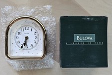 Vintage Round Dial Desk Clock or Barometer on Stepped Wooden Base