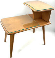 Vintage Maple Two-Tier Step End Table Mid-Century Colonial Style