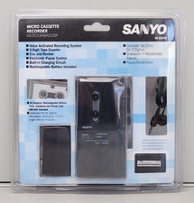 Vintage Sanyo Portable Cassette Tape Recorder with Carrying Case