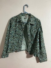 Emma James Green Paisley Print Cotton Snap-Front Jacket, Size L