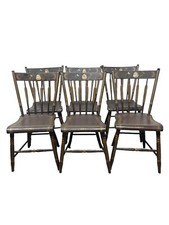 Antique 19th Century Country Plank-Seat Side Chair with Turned Spindle Back — listing 3