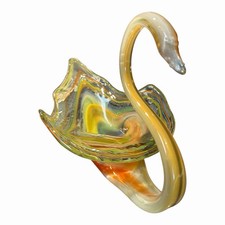 Elegant Depression-Era Glass Swan Console Bowl with Ring Handle — listing 2
