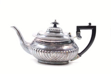Antique Victorian Silver-Plated (EPBM) Oval Teapot with Bright-Cut Floral Engraving — listing 3