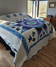 Mary Beiler Amish Hand-Quilted 18x18 Lone Star Miniature Wall Quilt / Patch, Framed — listing 5