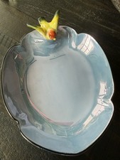 Vintage Art Deco Hand-Painted Lusterware Ashtray, Made in Japan, Lightning Bolt Border with Floral Center — listing 3