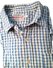 Guideboat Co. Twill Shirting Blue & White Striped Long-Sleeve Dress Shirt, Italian Fabric Small — listing 2
