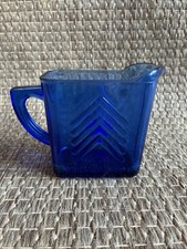 Cobalt Blue Depression Glass Chevron Pattern Creamer — listing 6