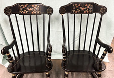 Hitchcock-Style Stenciled Windsor Rocking Chair in Cream — listing 6
