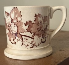 Antique Ironstone Serving Bowl with Fluted Rim and Purple Cyclamen Floral Transfer — listing 5