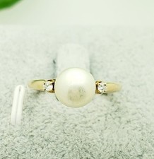 Vintage Gold-Tone Cocktail Ring with Faux Pearl and Nugget-Style Setting — listing 2