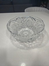 Cut Lead Crystal Footed Bowl 10 inch with Star and Fan Pattern — listing 3