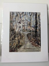 Framed Watercolor-Style Print of Waterfront Mansion with Sailboat — listing 4