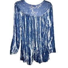 Soft Surroundings Burnout Velvet Damask Button-Up Blouse, Size XS — listing 5