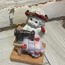 Dreamsicles Cherub Angel Figurine at Sewing Machine with Hearts