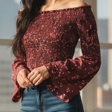 Floral Print Smocked Cap-Sleeve Top with Ruffle Trim, listing 3