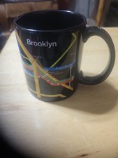 Brooklyn Landmarks Illustrated Ceramic Cup (Brooklyn Bridge, DUMBO, Botanic Garden) Yes - there's a printed brand/studio nam