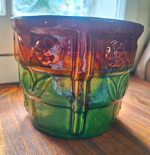 Green Glazed Ceramic Planter Bowl, 14" Wide, Low Bowl Form — listing 4