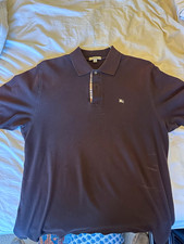 Burberry London Blue Piqué Cotton Polo Shirt with Nova Check Placket, Size L — listing 5