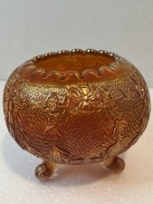 Vintage Marigold Carnival Glass Berry/Nut Bowl, Raspberry & Leaf Pattern — listing 2