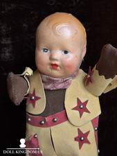 Vintage Old West Cowboy / Prospector Character Doll on Wooden Base