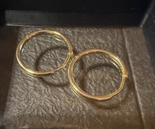 14K Yellow Gold Octagonal Hoop Earrings with Diamond-Cut Pattern, 2.5 Grams, listing 5