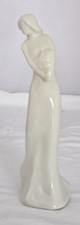 Handmade Ceramic Elongated Elegant Lady Figurine in Green Dress and Wide-Brim Hat — listing 5